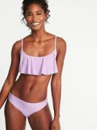 Old Navy Womens Ruffle-trim Swim Top For Women Light Purple Size L