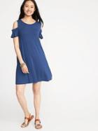 Old Navy Womens Cold-shoulder Swing Dress For Women Pacific Blue Size Xs