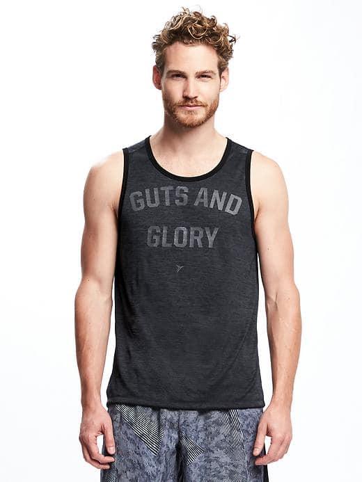 Old Navy Go Dry Graphic Performance Tank For Men - Dark Charcoal Gray
