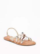 Old Navy Womens Strappy Faux-leather Sandals For Women Metallic Multi Size 8
