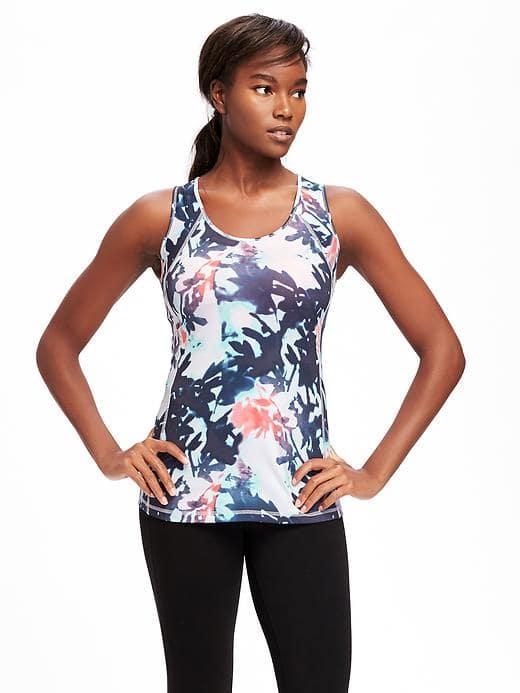 Old Navy Go Dry Keyhole Back Tank For Women - Blue Floral