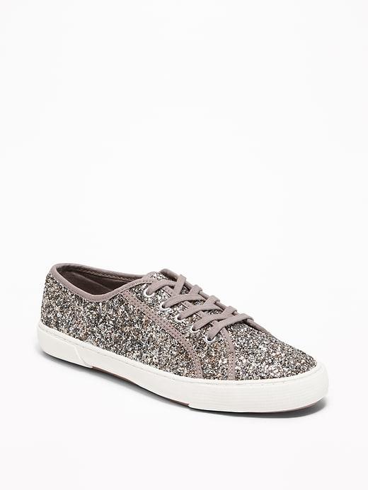 Old Navy Womens Glitter Sneakers For Women Silver Glitter Size 5
