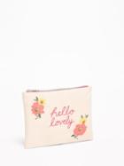 Old Navy Womens Printed Canvas Cosmetics Bag For Women Hello Lovely Size One Size