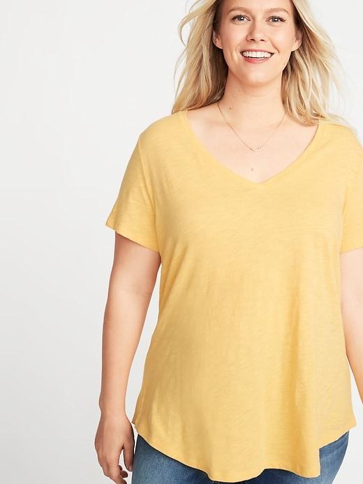 Everywear Plus-size Slub-knit V-neck Tee