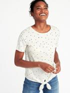 Old Navy Womens Relaxed Tie-front Jersey Top For Women Neutral Camel Size L