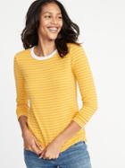 Old Navy Womens Slim-fit Soft-brushed Bracelet-sleeve Tee For Women Yellow Stripe Size L
