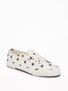 Old Navy Womens Canvas Sneakers For Women White/palm Size 10