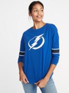 Old Navy Womens Nhl Team Sleeve-stripe Tee For Women Tampa Bay Lightning Size Xs