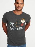 Old Navy Mens Peanuts Good Grief Christmas Tee For Men Dark Charcoal Gray Size Xs