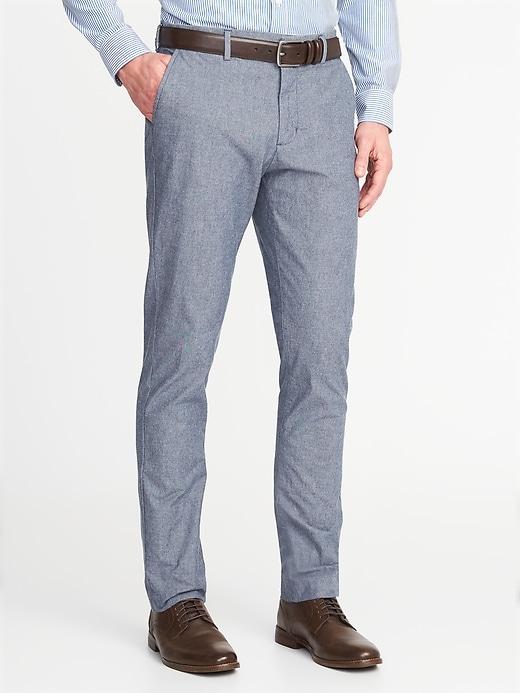 Old Navy Mens Slim Signature Built-in Flex Non-iron Pants For Men Chambray Blue Size 33w