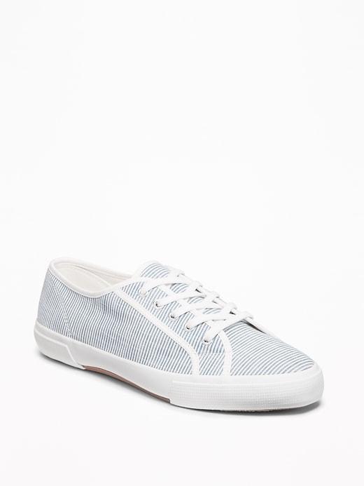 Old Navy Womens Canvas Sneakers For Women Stripe Chambray Size 5