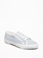 Old Navy Womens Canvas Sneakers For Women Stripe Chambray Size 5