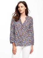 Old Navy Printed Linen Blend Tunic For Women - Crazy Multi Floral