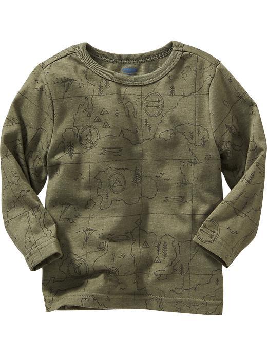 Old Navy Patterned Long Sleeve Tee - Lt Heather Grey Print