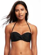 Old Navy Womens Twist-front Bandeau Bikini Top For Women Ebony Size Xl