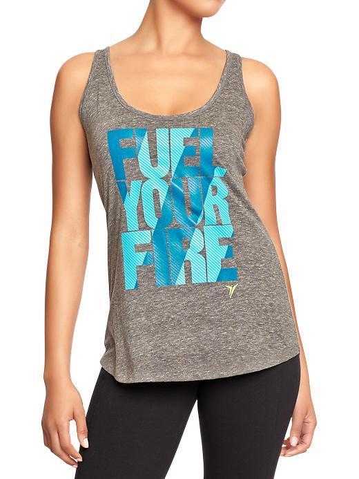 Old Navy Womens Active Godry Graphic Tanks - Gray Heather