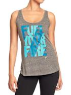 Old Navy Womens Active Godry Graphic Tanks - Gray Heather
