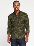 Old Navy Slim Fit Built In Flex Oxford Shirt For Men - Surplus Khaki