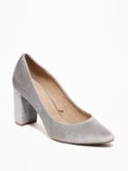 Old Navy Womens Velvet Block-heel Pumps For Women Gray Size 6