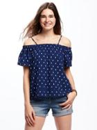 Old Navy Off The Shoulder Swing Top For Women - On Navy/white