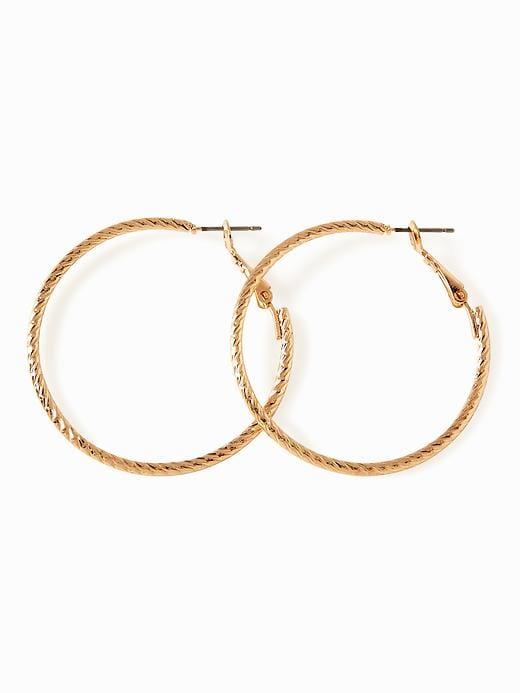 Old Navy Textured Hoop Earrings For Women - Gold