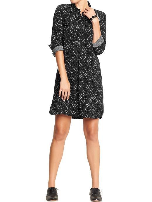 Old Navy Womens Women';s Printed Pullover Shirt Dresses Black Dots Size M
