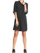 Old Navy Womens Women';s Printed Pullover Shirt Dresses Black Dots Size M