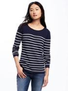 Old Navy Classic Striped Crew Neck Pullover For Women - Navy Stripe