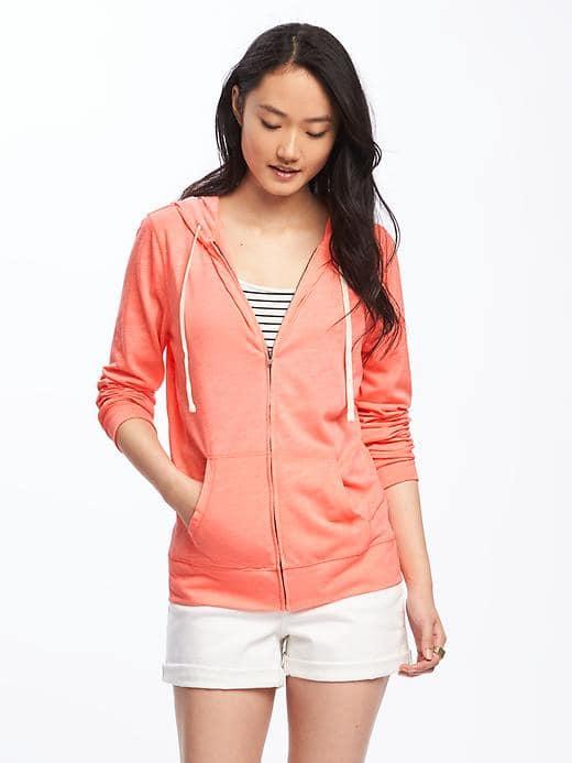 Old Navy Relaxed Lightweight Full Zip Hoodie For Women - Blue Stripe