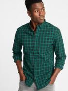 Old Navy Mens Slim-fit Built-in Flex Everyday Shirt For Men Green Tartan Size M
