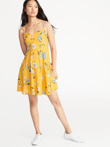 Old Navy Womens Floral Fit & Flare Cami Dress For Women Yellow Floral Size Xl