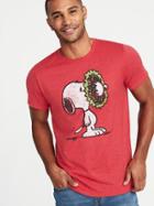 Old Navy Mens Peanuts Snoopy Christmas Tee For Men Heather Red Size Xxl