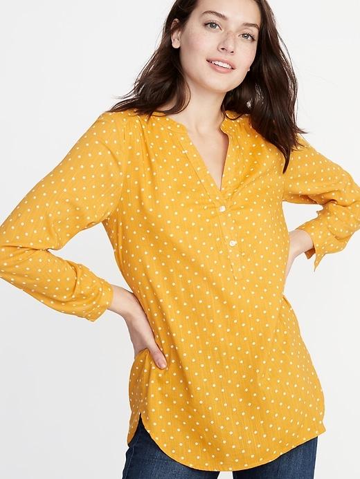 Relaxed Slub-weave Tunic For Women
