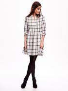 Old Navy Pintuck Yoke Dress - White Plaid