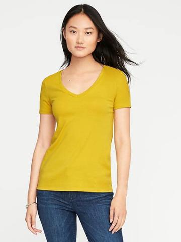Old Navy Semi Fitted Classic V Neck Tee For Women - Candied Lemons