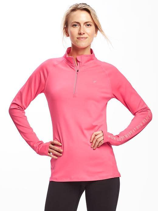 Old Navy Go Dry Performance 1/4 Zip Pullover For Women - Absolute Pink Neon
