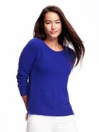 Old Navy Relaxed Textured Crew Neck Pullover For Women - Bluetiful