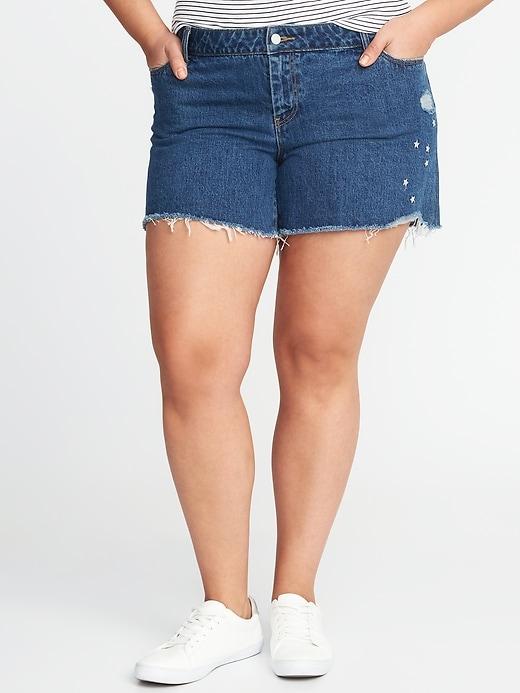 Old Navy Womens Americana Plus-size Boyfriend Denim Cutoffs (5) Medium Wash Size 18