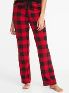 Old Navy Womens Micro-fleece Straight Sleep Pants For Women Red Buffalo Plaid Size Xl