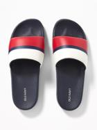 Old Navy Mens Faux-leather Slide Sandals For Men Blue Stripe Size 10/11