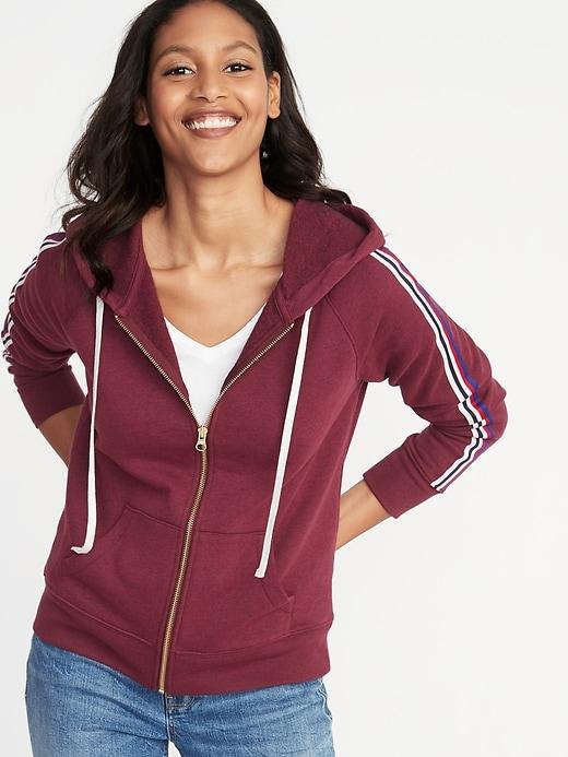 Old Navy Womens Relaxed Zip-front Hoodie For Women Burgundy Stripe Size Xl