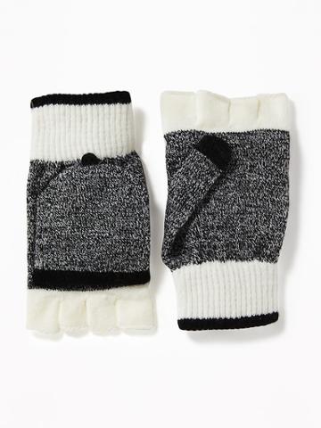 Old Navy Womens Convertible Sweater-knit Gloves For Women Black Marl Size One Size