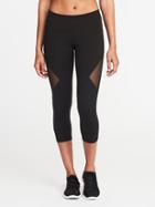 Old Navy Womens Mid-rise Mesh-panel Crops For Women Black Size L