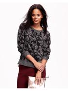 Old Navy Fleece Jacquard Pullover Size L Tall - Black Jack Print