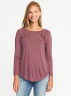 Old Navy Relaxed Ruffle Trim Top For Women - Plum Good