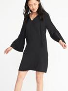 Old Navy Womens Satin Tie-neck Shift Dress For Women Black Size S