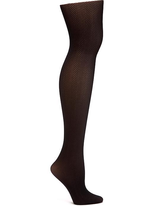 Old Navy Mini Chevron Printed Tights For Women - Black