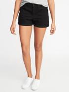 Mid-rise Black Denim Shorts For Women - 3-inch Inseam