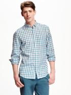 Old Navy Slim Fit Linen Blend Plaid Shirt For Men - Snorkeling