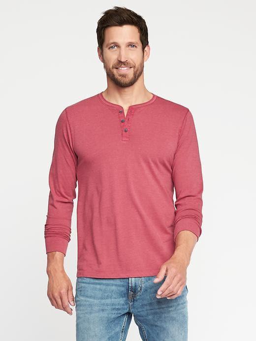 Old Navy Garment Dyed Henley For Men - Reddy Set Go